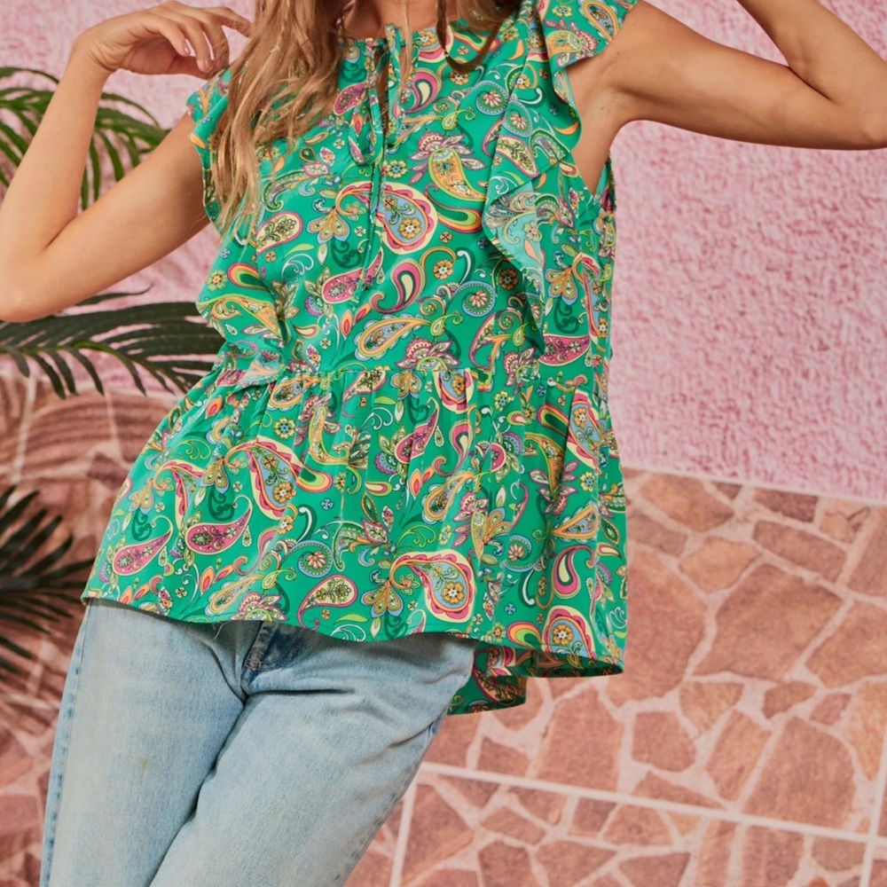 Paisley Print Blouse - Multicolor - Picture 9 of 9